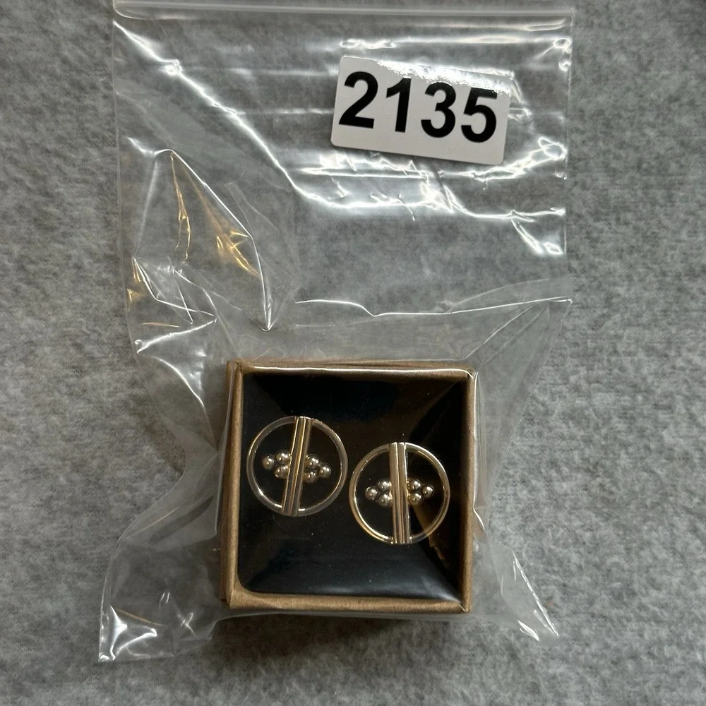 Vintage Swank Gold‎ Tone Cufflinks Modernist Circle Bar Design Mens Jewelry